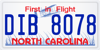 NC license plate DIB8078
