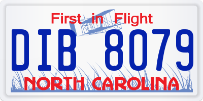 NC license plate DIB8079