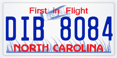 NC license plate DIB8084