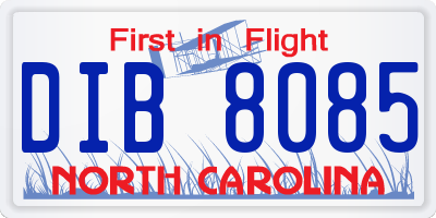 NC license plate DIB8085