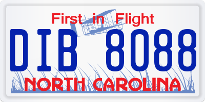 NC license plate DIB8088