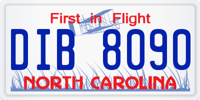 NC license plate DIB8090