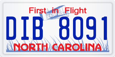 NC license plate DIB8091