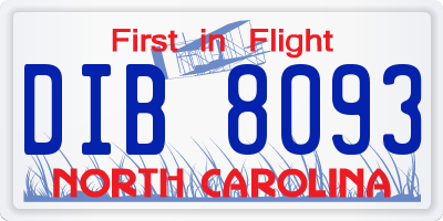 NC license plate DIB8093