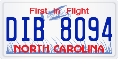 NC license plate DIB8094