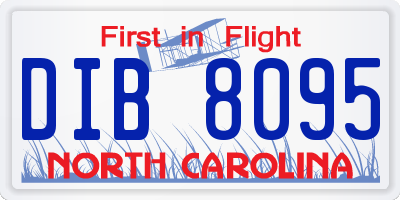 NC license plate DIB8095