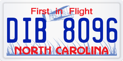 NC license plate DIB8096