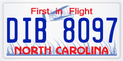NC license plate DIB8097
