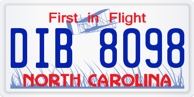 NC license plate DIB8098