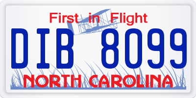 NC license plate DIB8099