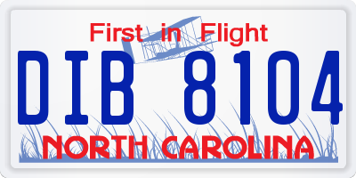 NC license plate DIB8104