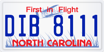 NC license plate DIB8111