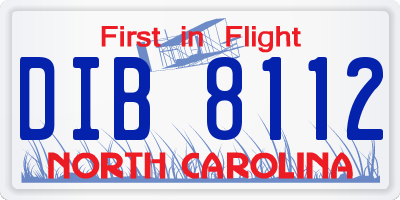 NC license plate DIB8112