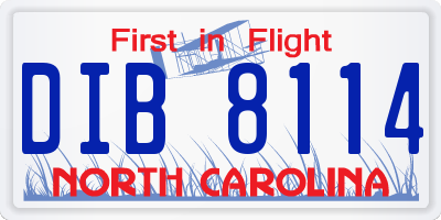 NC license plate DIB8114
