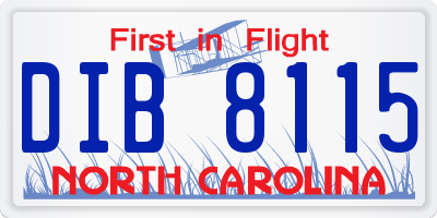 NC license plate DIB8115