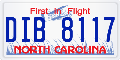 NC license plate DIB8117