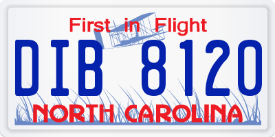 NC license plate DIB8120