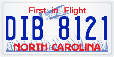NC license plate DIB8121