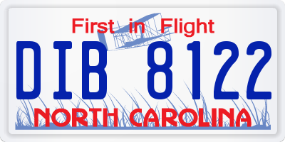NC license plate DIB8122