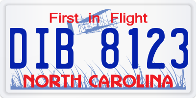 NC license plate DIB8123