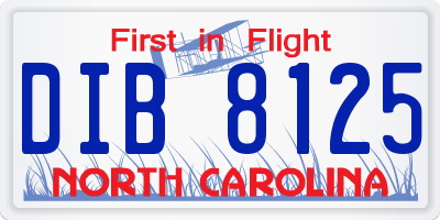 NC license plate DIB8125