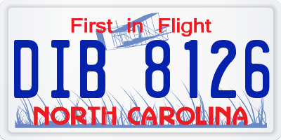 NC license plate DIB8126