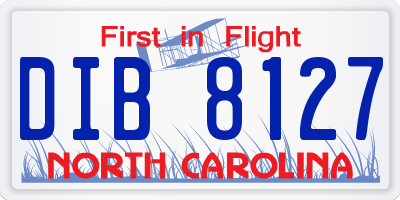 NC license plate DIB8127