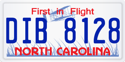 NC license plate DIB8128