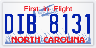 NC license plate DIB8131