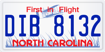 NC license plate DIB8132