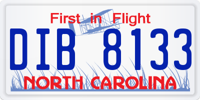 NC license plate DIB8133