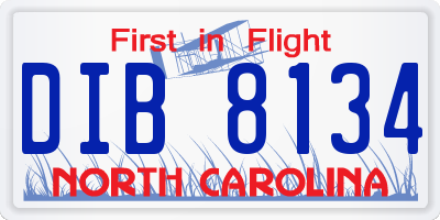 NC license plate DIB8134