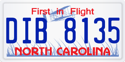 NC license plate DIB8135