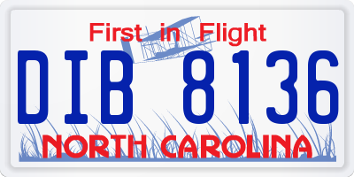 NC license plate DIB8136