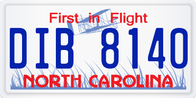 NC license plate DIB8140