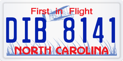 NC license plate DIB8141