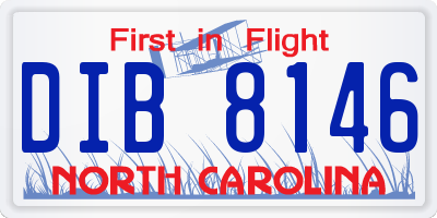 NC license plate DIB8146