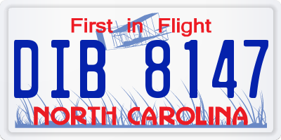 NC license plate DIB8147