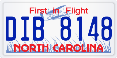NC license plate DIB8148