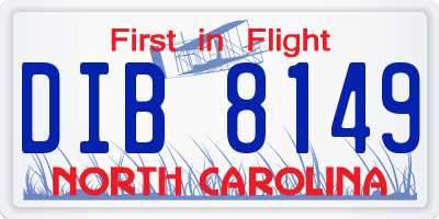 NC license plate DIB8149