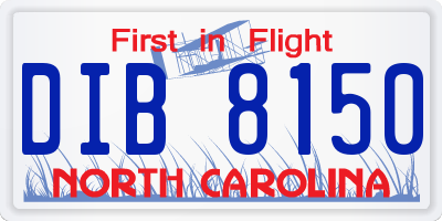 NC license plate DIB8150