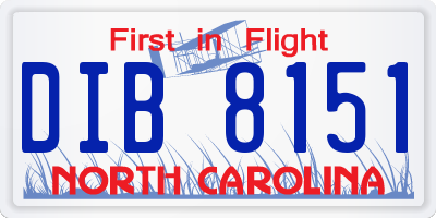 NC license plate DIB8151