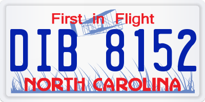 NC license plate DIB8152