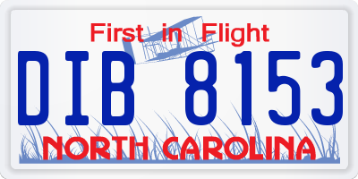 NC license plate DIB8153