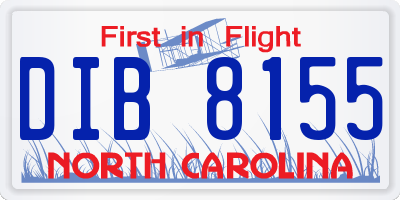 NC license plate DIB8155
