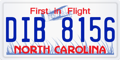 NC license plate DIB8156