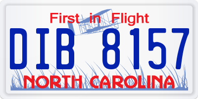 NC license plate DIB8157