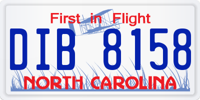NC license plate DIB8158