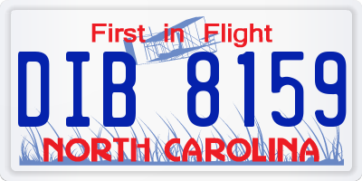 NC license plate DIB8159