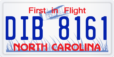 NC license plate DIB8161
